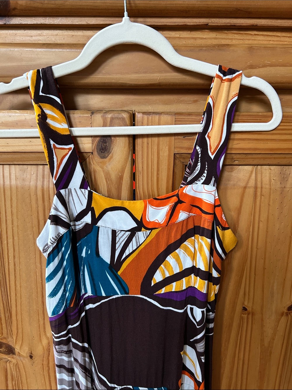 1. State Maxi Dress Bold Abstract Floral Print Sleeveless 100% Rayon - Picture 2 of 7